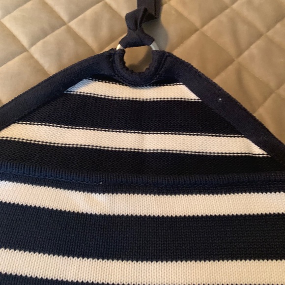 Ann Taylor  Loft blue/white halter, ties at neck - Picture 2 of 4